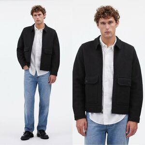 NEW MADEWELL Boiled Wool Zip-Front Jacket in black